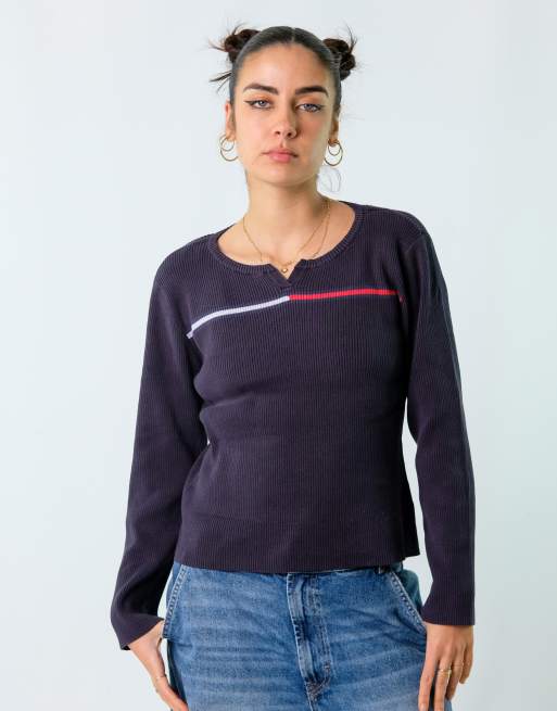 Vintage Tommy Hilfiger XL Knit Sweatshirt Navy Blue