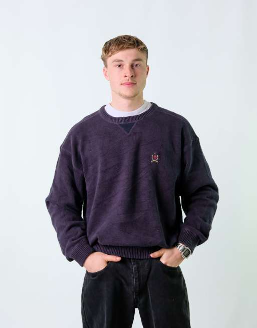 Vintage Tommy Hilfiger XL Knit Sweatshirt Navy Blue