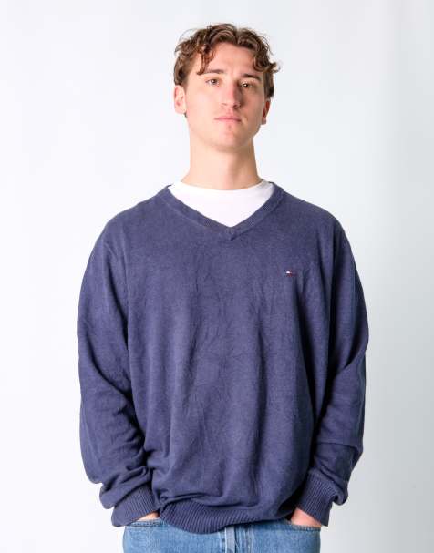 Vintage Tommy Hilfiger XL Knit Sweatshirt Navy Blue - view 1