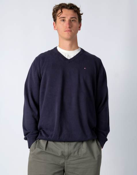 Vintage Tommy Hilfiger XL Knit Sweatshirt Navy Blue - view 1