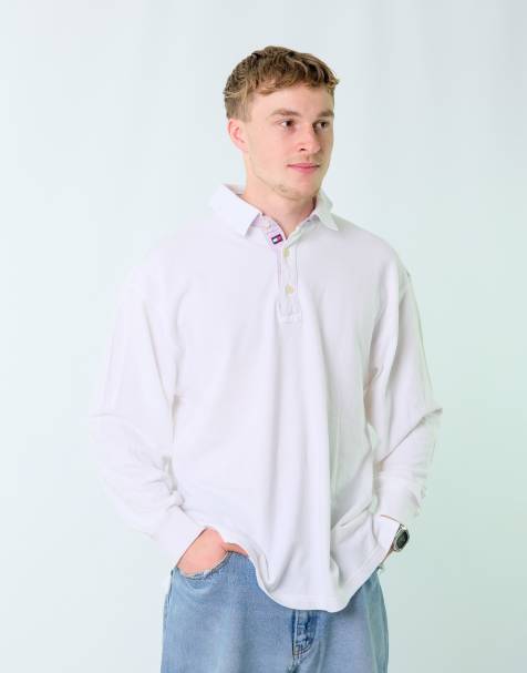 Vintage Tommy Hilfiger XL Long Sleeve Shirt White Polo - view 1