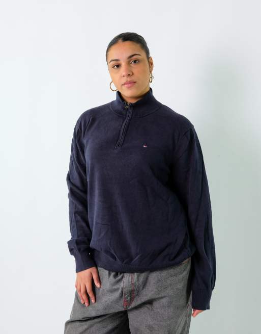 Vintage Tommy Hilfiger XL Sweatshirt Navy Blue Quarter Zip, 2 of 4