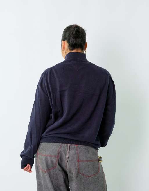Vintage Tommy Hilfiger XL Sweatshirt Navy Blue Quarter Zip, 3 of 4