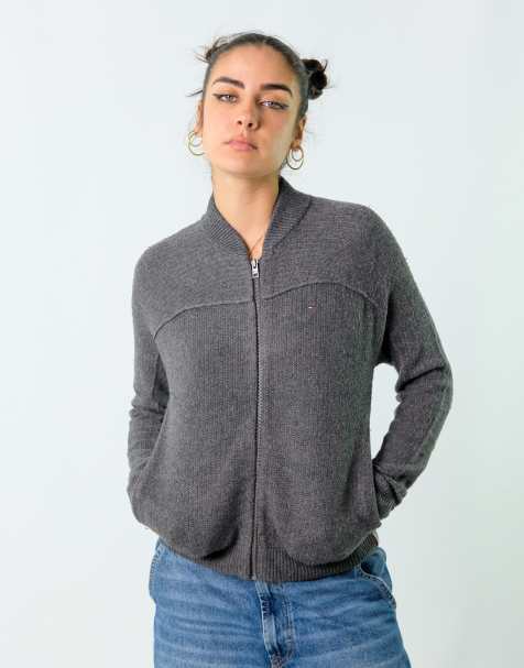 Vintage Tommy Hilfiger XS Knit Sweatshirt Grey zip up - view 1