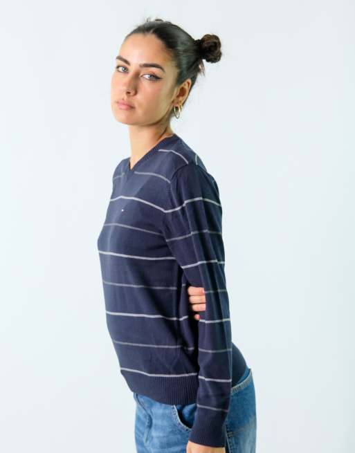 Vintage Tommy Hilfiger XS Knit Sweatshirt Navy Blue