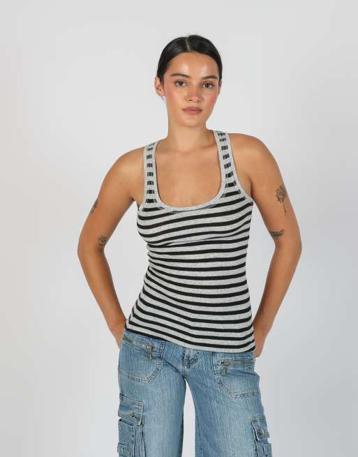 Vintage Tommy Hilfiger XS woven vest in light grey, 3 of 4