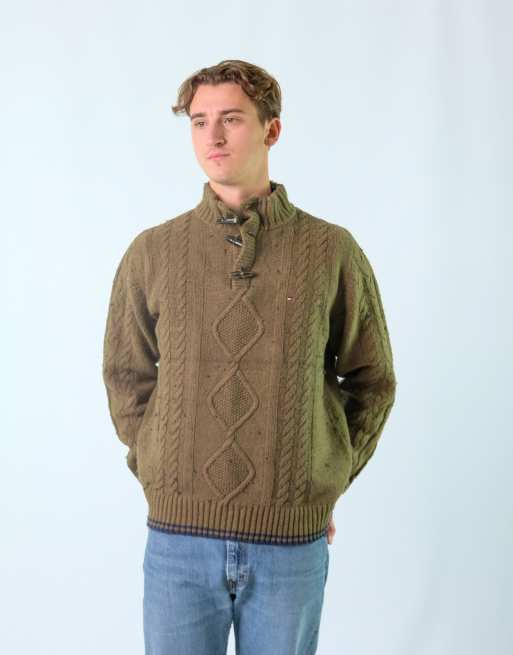 Vintage Tommy Hilfiger XXL Knit Sweatshirt Khaki Green