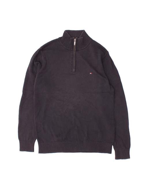 Vintage Tommy Hilfiger Zip Neck Jumper Sweater Medium In Blue