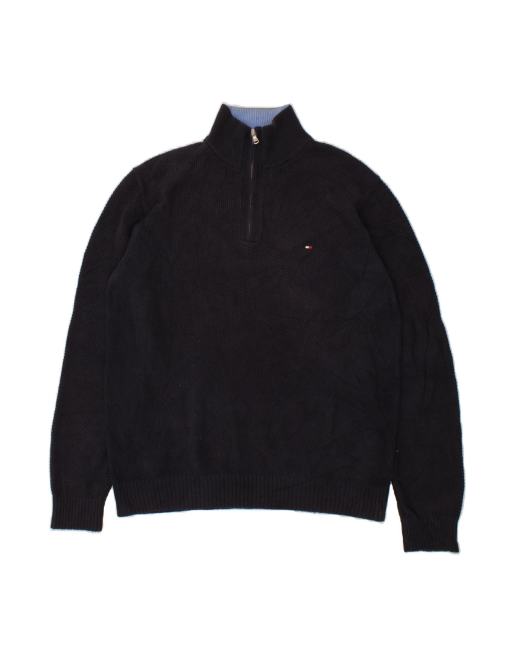 Vintage Tommy Hilfiger Zip Neck Jumper Sweater XL In Blue
