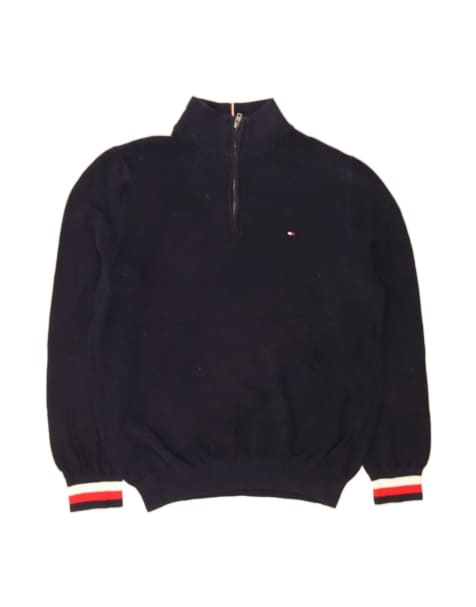 Vintage Tommy Hilfiger Zip Neck Jumper Sweater XL In Blue - view 1