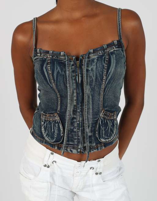 Vintage Tong Kao M cami in blue, 4 of 4