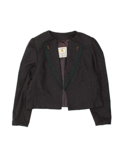 Vintage Trachten Crop Blazer Jacket EU 44 XL In Grey