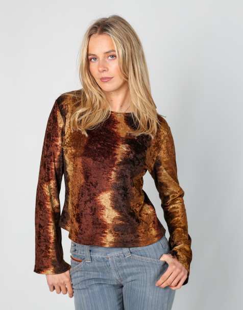 Vintage Tracks S long sleeve top in brown - view 1