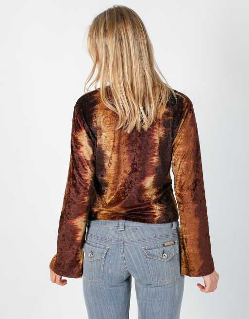 Vintage Tracks S long sleeve top in brown, 2 of 4