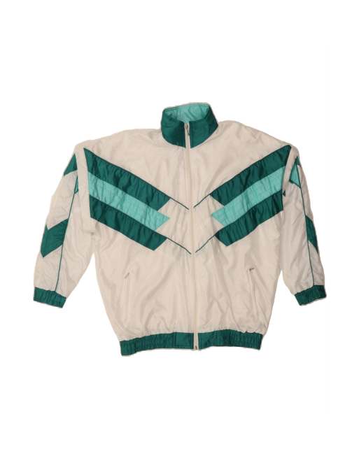 Vintage Tracksuit Top Jacket It 48 3XL In White Colourblock