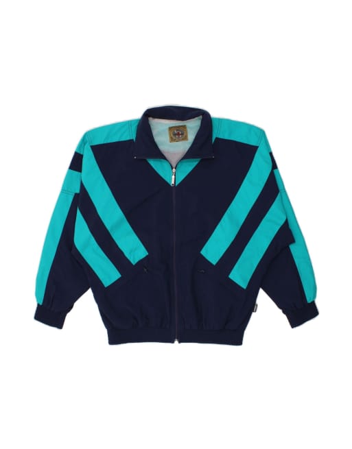 Vintage Tracksuit Top Jacket It 48 Medium In Blue Colourblock