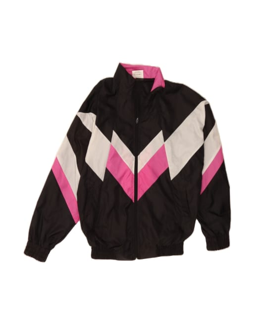 Vintage Tracksuit Top Jacket Large In Black Geometric