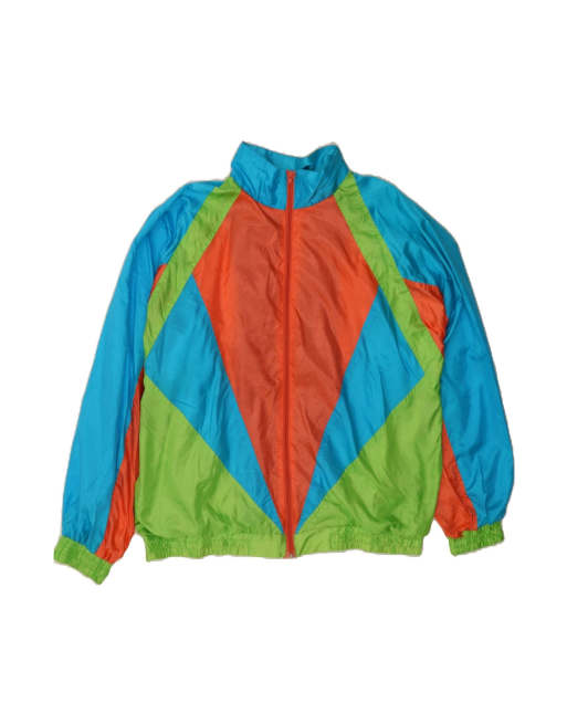 Vintage Tracksuit Top Jacket Size 44 XL In Blue Colourblock