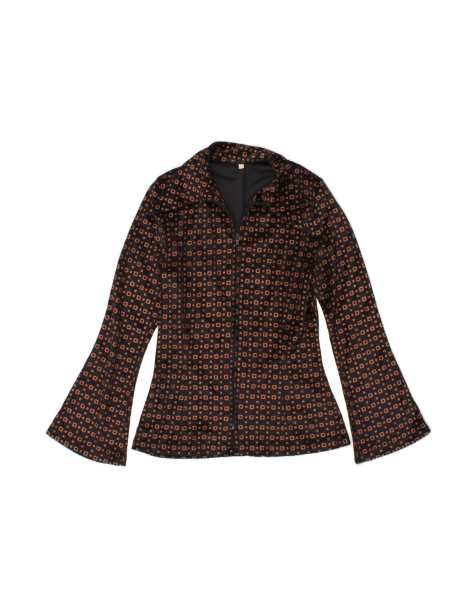 Vintage Tracksuit Top Jacket UK 10 Small In Brown Geometric - view 1