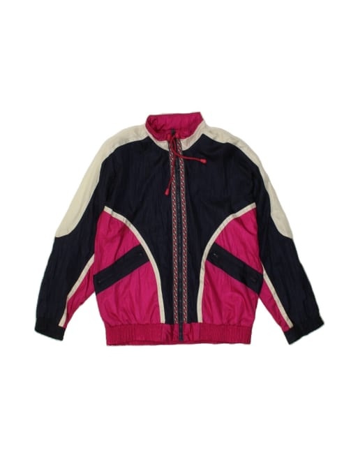 Vintage Tracksuit Top Jacket UK 14 Medium In Multicoloured Colourblock