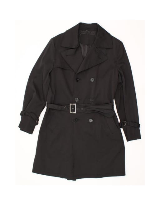 Vintage Trench Coat It 46 Large In Black