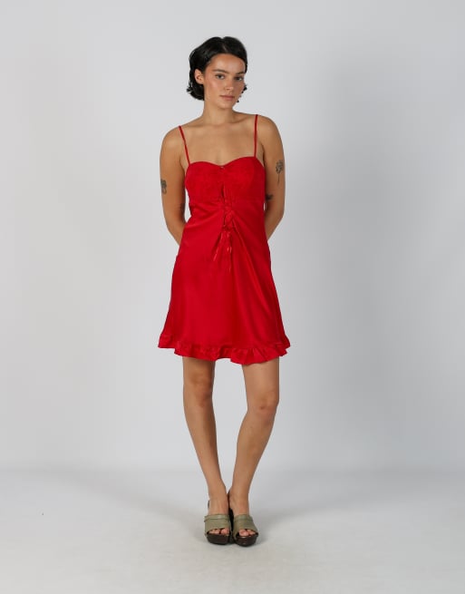Vintage Triumph S woven mini dress in red, 1 of 4