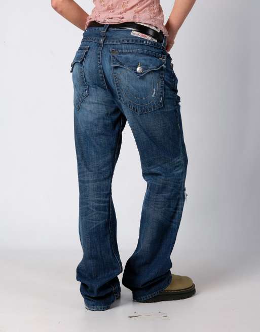 Vintage True Religion 33x34 Denim Hip Hop Baggy Jeans Blue