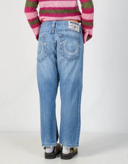 Vintage True Religion 34x28 denim jeans in light blue