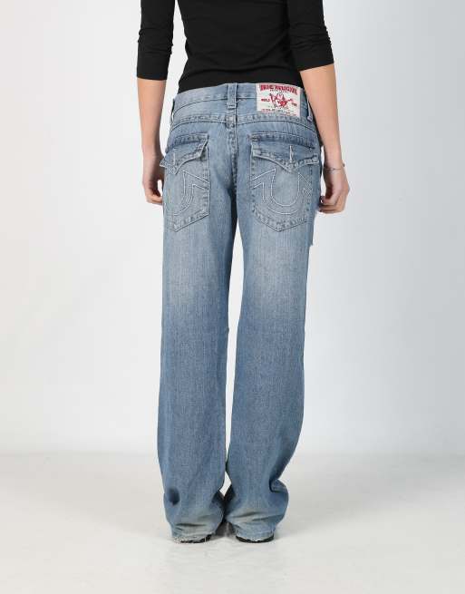Vintage True Religion distressed 28x41 denim jeans in light blue