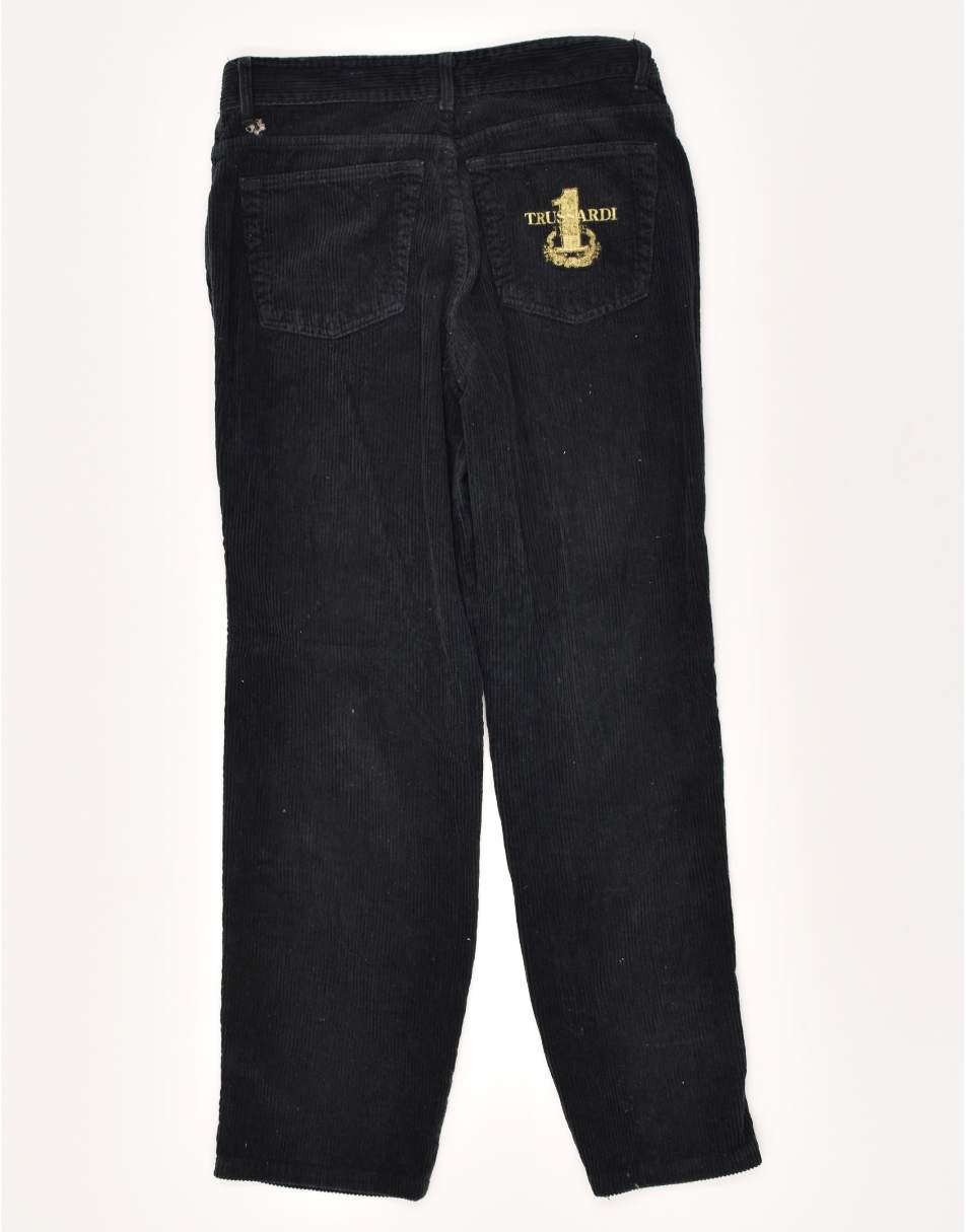 Vintage Trussardi Size M Straight Corduroy Trousers in Black 0