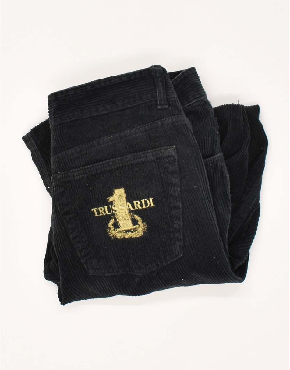 Vintage Trussardi Size M Straight Corduroy Trousers in Black 1