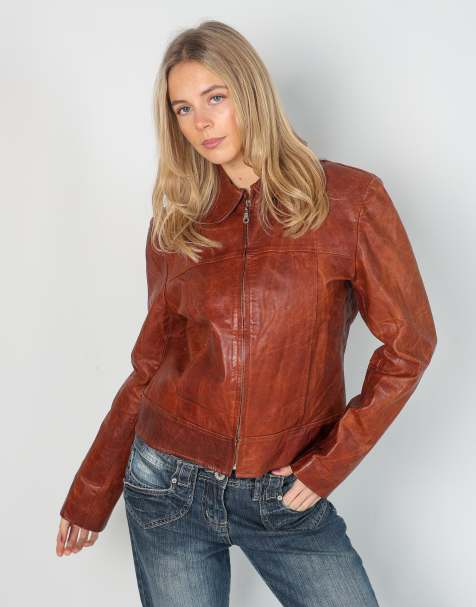 Vintage Try M leather jacket in brown - view 1