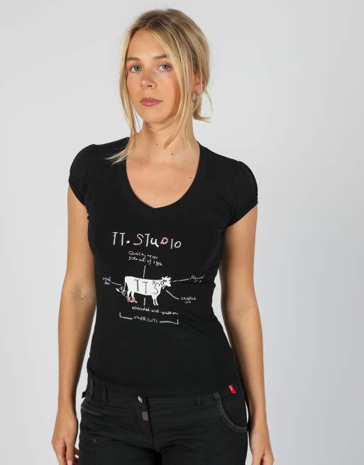 Vintage TT Studios S baby tee in black, 3 of 4