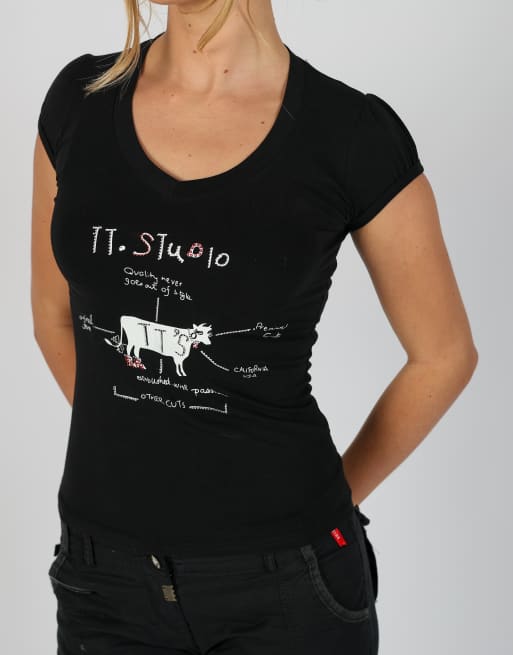 Vintage TT Studios S baby tee in black, 4 of 4