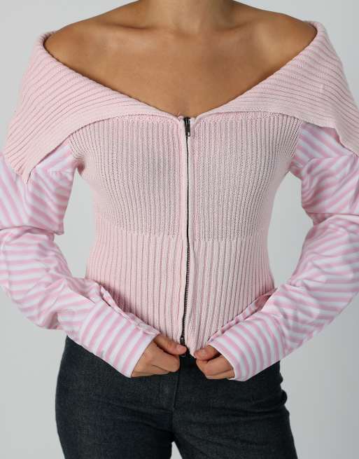 Vintage TU C'est Monique S long sleeve top in baby pink, 4 of 4