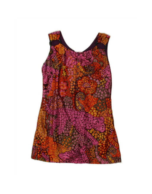 Vintage Tunic Dress EU 36 Small In Multicoloured Animal Print