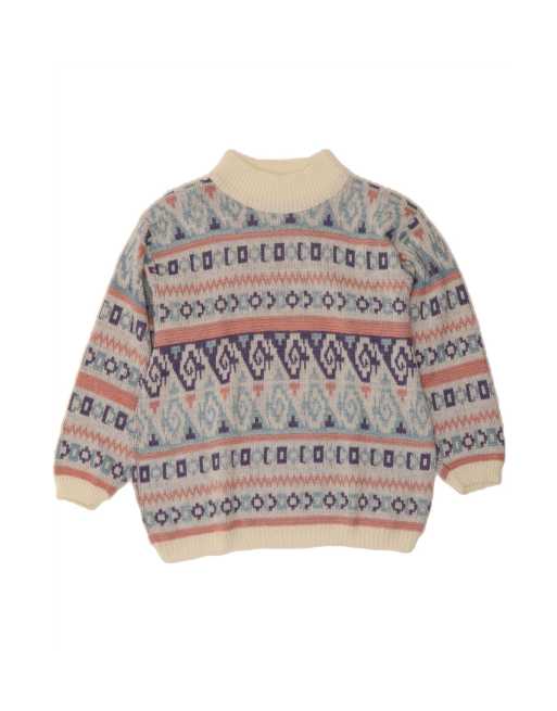 Vintage Turtle Neck Jumper Sweater EU 44 XL In Blue Fair Isle
