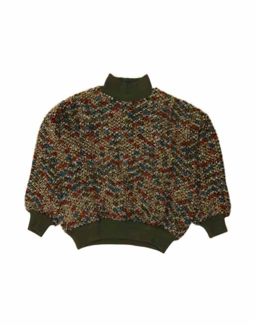 Vintage Turtle Neck Jumper Sweater It 48 XL In Khaki Flecked