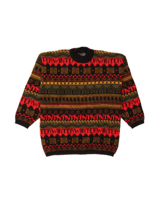 Vintage Turtle Neck Jumper Sweater Medium In Multicoloured Fair Isle