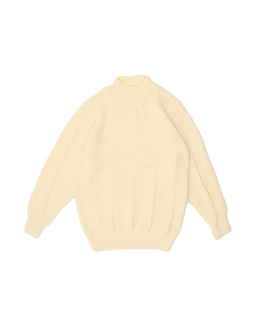 Vintage Turtle Neck Jumper Sweater UK 12 Medium In Beige