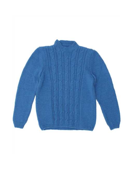 Vintage Turtle Neck Jumper Sweater UK 12 Medium In Blue