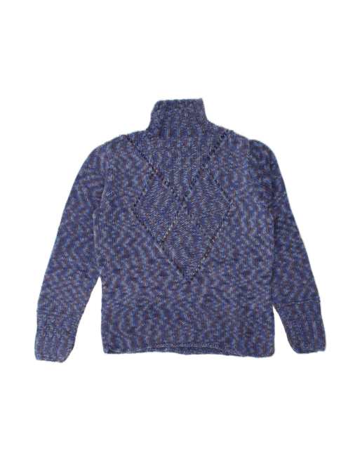 Vintage Turtle Neck Jumper Sweater UK 14 Large In Blue