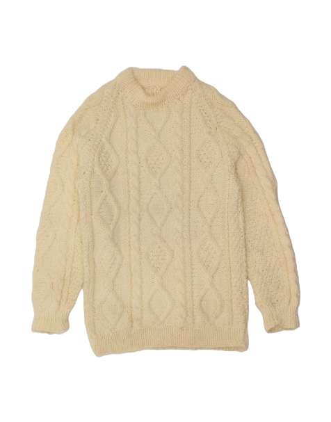 Vintage Turtle Neck Jumper Sweater UK 14 Large In Off In White - view 1