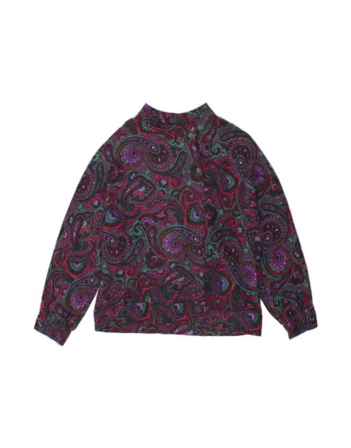 Vintage Turtle Neck Jumper Sweater UK 14 Large In Purple Paisley