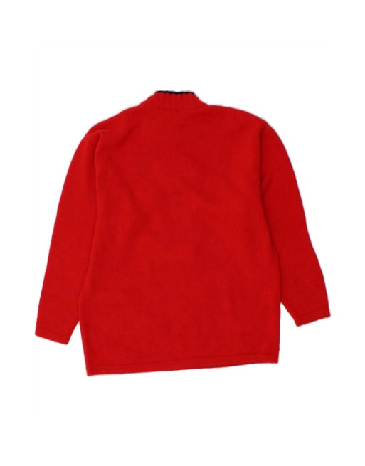 Vintage Turtle Neck Jumper Sweater UK 14 Large In Red Colourblock, 2 of 4