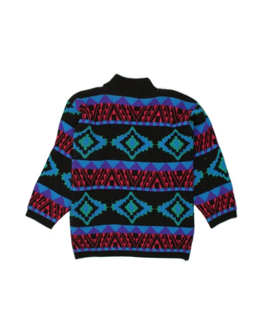Vintage Turtle Neck Jumper Sweater UK 14 Medium In Blue Fair Isle, 2 of 4