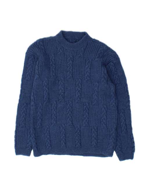 Vintage Turtle Neck Jumper Sweater UK 14 Medium In Blue Winter