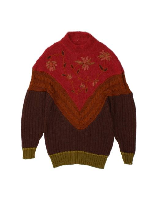 Vintage Turtle Neck Jumper Sweater UK 14 Medium In Multicoloured