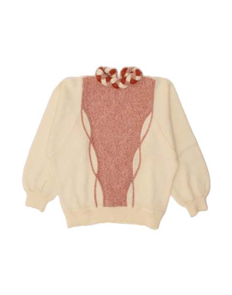 Vintage Turtle Neck Jumper Sweater UK 14 Medium In Off In White - view 1