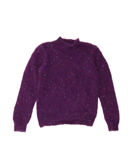 Vintage Turtle Neck Jumper Sweater UK 14 Medium In Purple Flecked